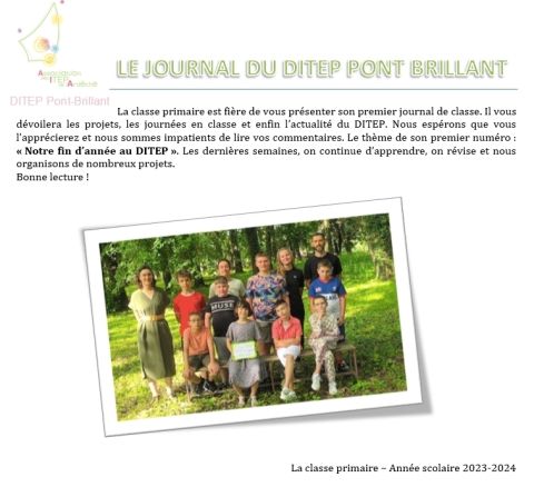 DITEP Pont Brillant - journal classe primaire